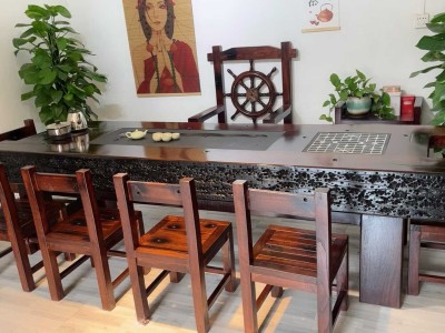 2.8米龙骨船木茶台，尺寸可定制图2