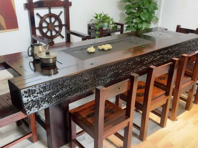 2.8米龙骨船木茶台，尺寸可定制图3