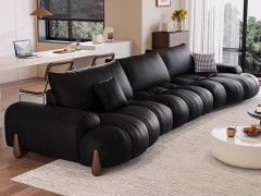 泡芙沙发  面料：生态真皮 尺寸：130/160/190/210/250/280/310/340/370/400cm