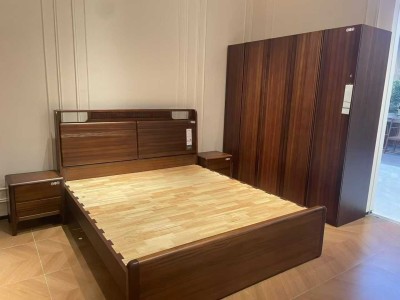 臻实黑胡桃家具系列，黑胡桃床，黑胡桃实木床，黑胡桃套房家具图2