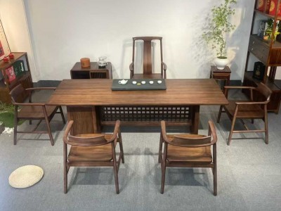 观山大板茶台 风格：宋式美学 颜色：宋式胡桃 尺寸：1.8米、2米、2.2米、2.4米、2.6米、2.8米图3