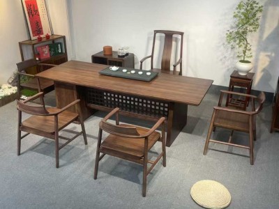 观山大板茶台 风格：宋式美学 颜色：宋式胡桃 尺寸：1.8米、2米、2.2米、2.4米、2.6米、2.8米图4