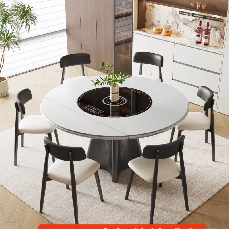 全托伸缩跳台内嵌暖菜板 材质：碳素钢底架  配岩板， 尺寸：1.18米/1.33米/1.48米 搭配熊猫椅 ，大菠萝，贝勒椅，刀片椅，蝴蝶椅 羊角椅  太阳椅，爱心椅，百雀椅，环抱椅随意搭配