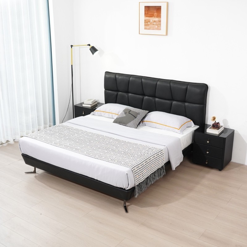 中厚甩头层牛皮：S06肌肉 帆船床边，6D床板，双龙骨，企鹅脚，三抽柜