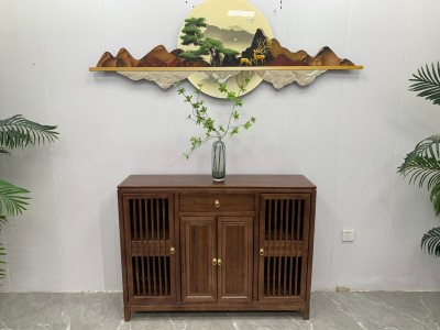 江南小镇 【尺寸】 中柜：120*33*90CM 边柜：50*33*180CM 三组合：220*33*180CM 【材质】橡木 【颜色】北美胡/黑胡桃图2