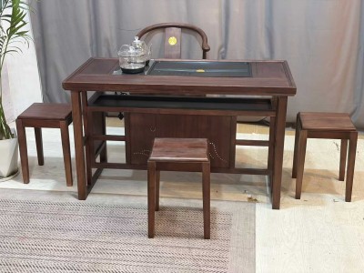鸿星#小茶台  尺寸：1.23m*65*70cm  配置：一主三副+玻璃养生壶  材质：非洲胡桃木材质图4