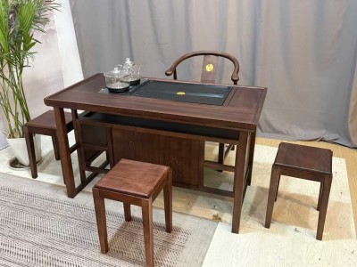鸿星#小茶台  尺寸：1.23m*65*70cm  配置：一主三副+玻璃养生壶  材质：非洲胡桃木材质图3