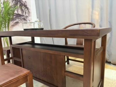 鸿星#小茶台  尺寸：1.23m*65*70cm  配置：一主三副+玻璃养生壶  材质：非洲胡桃木材质图6