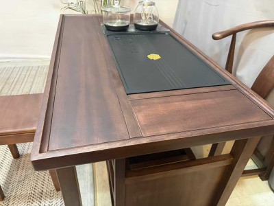 鸿星#小茶台  尺寸：1.23m*65*70cm  配置：一主三副+玻璃养生壶  材质：非洲胡桃木材质图7