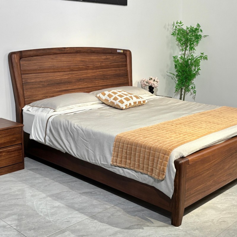 乌金木软包大床，真材实料，高端乌金木床系列