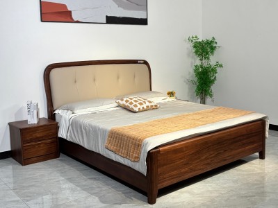 乌金木软包大床，真材实料，高端乌金木床系列图4