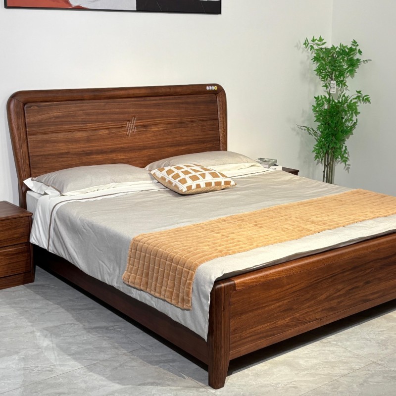 乌金木框架软包大床，真材实料，高端乌金木床系列