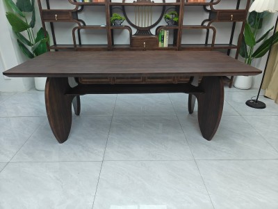 福瑞呈祥大板茶台（新款） 【规格】200/220/240*90*74CM长宽高 【材质】非洲檀木 【颜色】北美黑胡桃  全实木大板，宋氏美学风， 甄选品质，质量过硬，总裁首选图8
