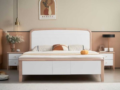 尺寸：1.5m/1.8m 材质：全橡木框架 颜色：杏➕白，灰+白，摩啡+白图3