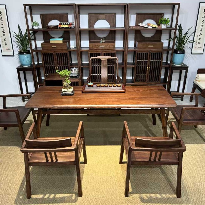 《宋式美学》 品名：悬空桌 尺寸：1.2/1.4/1.6/1.8/2米 颜色：北美黑胡桃色