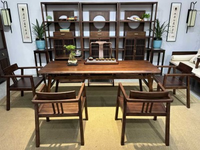 《宋式美学》 品名：悬空桌 尺寸：1.2/1.4/1.6/1.8/2米 颜色：北美黑胡桃色图4