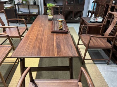 《宋式美学》 品名：悬空桌 尺寸：1.2/1.4/1.6/1.8/2米 颜色：北美黑胡桃色图5