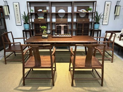 《宋式美学》 品名：悬空桌 尺寸：1.2/1.4/1.6/1.8/2米 颜色：北美黑胡桃色图7