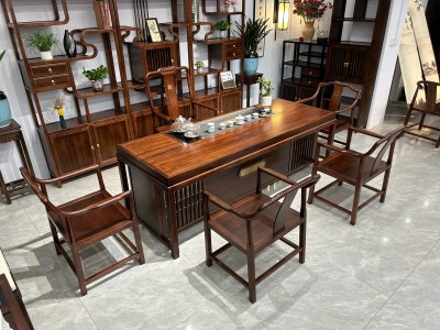 人和致远茶台 材质：乌金木工艺 颜色：红胡桃色、黑胡桃 尺寸：1.6、1.8、2、2.1米。宽82，高73图2