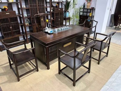 人和致远茶台 材质：乌金木工艺 颜色：红胡桃色、黑胡桃 尺寸：1.6、1.8、2、2.1米。宽82，高73图7