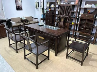 人和致远茶台 材质：乌金木工艺 颜色：红胡桃色、黑胡桃 尺寸：1.6、1.8、2、2.1米。宽82，高73图8