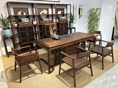宋式美学《锦程湿泡桌》 尺寸：2/2.2/2.4米，宽86*高75cm 颜色：北美黑胡桃色图5