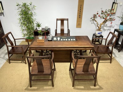 宋式美学《锦程湿泡桌》 尺寸：2/2.2/2.4米，宽86*高75cm 颜色：北美黑胡桃色图6