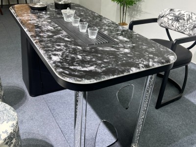 150-3#  中古风亚克力脚 超晶石茶台 材质：超晶石+亚克力脚+碳素钢 颜色：黑冰玉超晶石 备注：超晶石+亚克力脚+碳素钢 尺寸：1.2/1.4X65、1.6X70图7