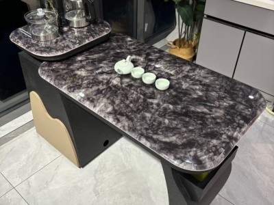 【阳台小茶台】碳素钢 超晶石 颜色：黑色 尺寸：1.1/1.3/1.5/1.7米 备注：单桌配双孔炉 超晶石图4