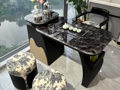 【阳台小茶台】碳素钢 超晶石 颜色：黑色 尺寸：1.1/1.3/1.5/1.7米 备注：单桌配双孔炉 超晶石图3