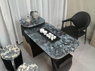 【阳台小茶台】碳素钢 超晶石 颜色：黑色 尺寸：1.1/1.3/1.5/1.7米 备注：单桌配双孔炉 超晶石图9