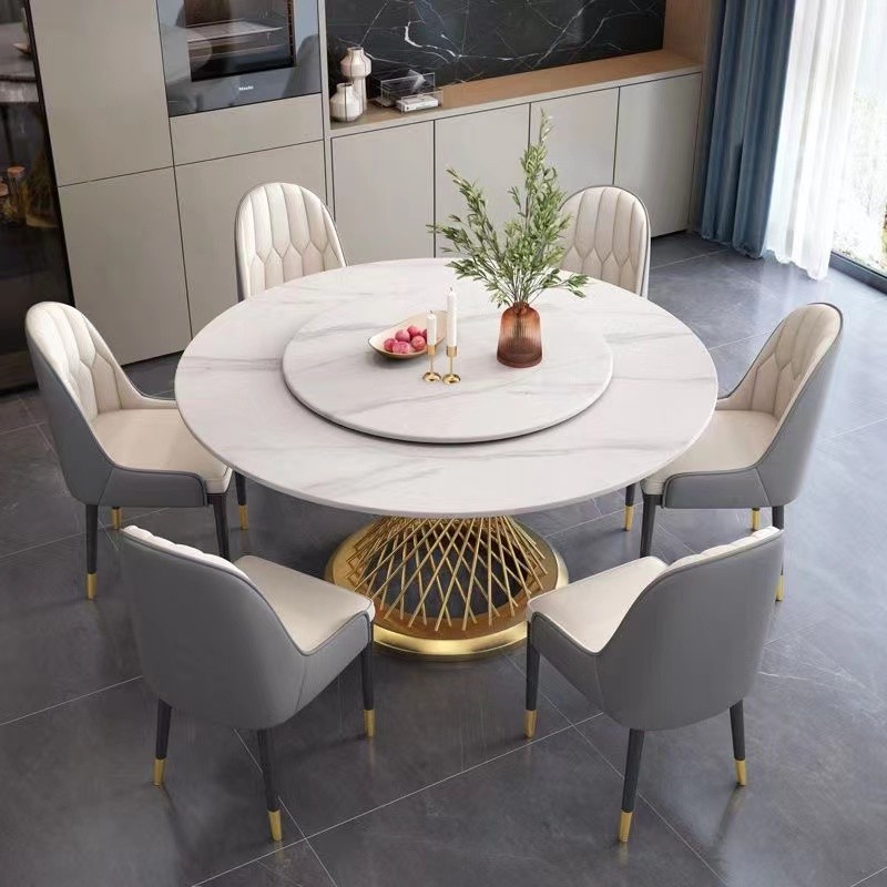 新款轻奢岩板圆桌