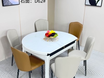 A60# 超级性价比餐桌 颜色：​黑白，胡白 ​椅子：多款可选图2