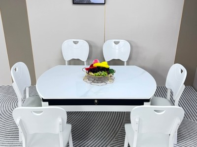 A60# 超级性价比餐桌 颜色：​黑白，胡白 ​椅子：多款可选图6