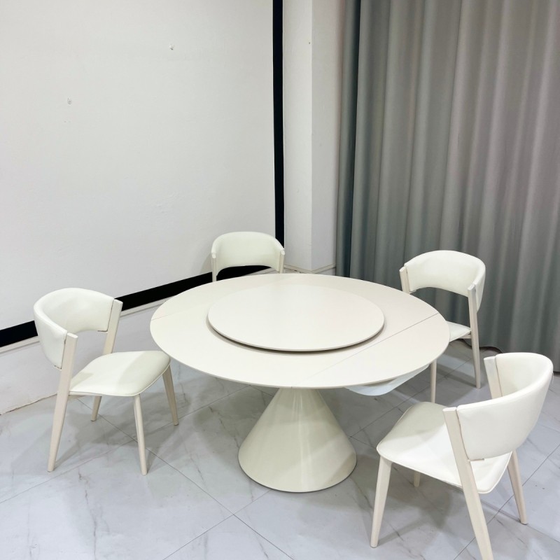 轻奢奶油风 岩板旋转餐桌！