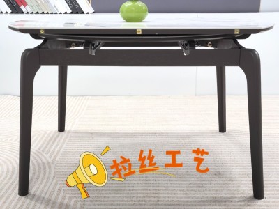 新款推荐 桌子：A31# 轻奢跳台 椅子：多款椅子可选 石面：超晶石，科技石，玉晶石 颜色：星空灰（可带电磁炉） 尺寸:  1.33米 配02-A/033-A椅1130（科技石）图5
