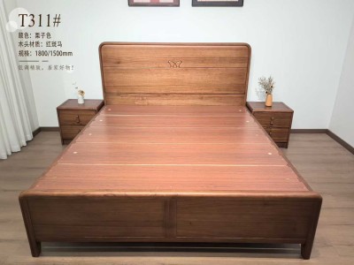 红斑马木实木床！100%全实木！图2