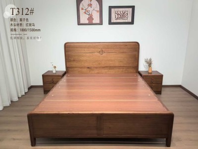 红斑马木实木床！100%全实木！图3