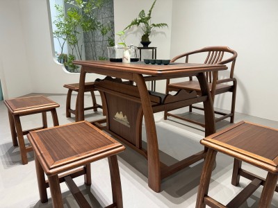 云溪茶台 材质：小叶龙凤檀 颜色：北美胡桃色 尺寸：1.2米*65*70图6