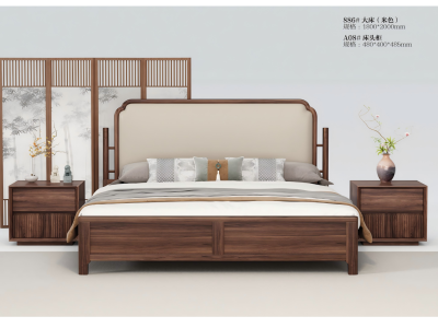 宋式美学家具，宋式美学实木床，宋式美学卧室家具图2