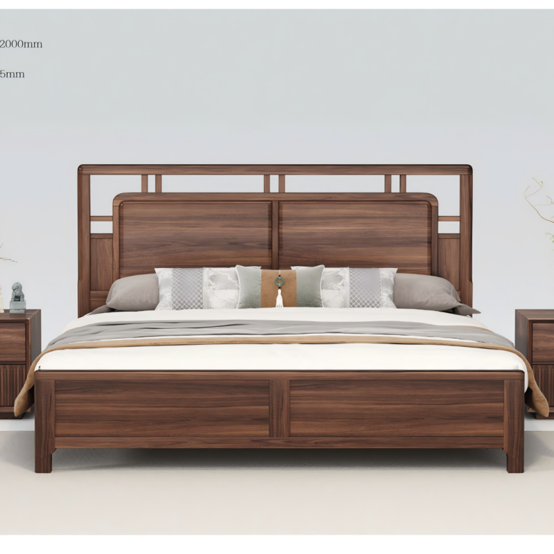 宋式美学家具，宋式美学实木床，宋式美学卧室家具