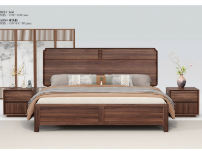 宋式美学家具，宋式美学实木床，宋式美学卧室家具图3