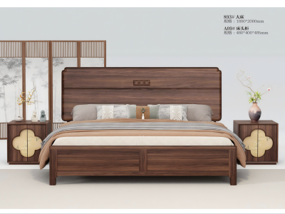 宋式美学家具，宋式美学实木床，宋式美学卧室家具图4