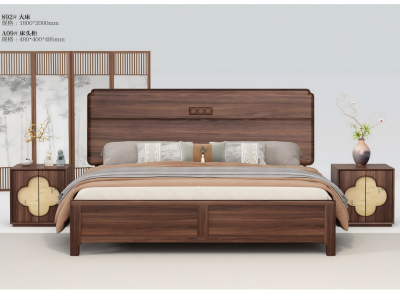 宋式美学家具，宋式美学实木床，宋式美学卧室家具图5