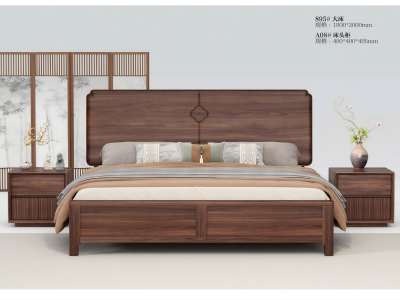 宋式美学家具，宋式美学实木床，宋式美学卧室家具图6