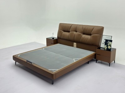 新款607#【进口头层牛皮】  ​【型号】607# （新款）  【颜色】可可棕  【面料】进口头层牛皮  【尺寸】2200*1900*1130  【配置】8公分SF级松木床边             图8