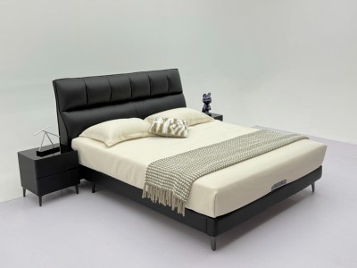 新款606#【进口头层牛皮】  ​【型号】606# （新款）  【颜色】魅影黑  【面料】进口头层牛皮  【尺寸】2200*1900*1130  【配置】8公分SF级松木床边（软质护边工艺）     图6