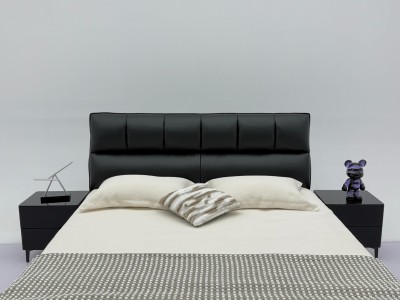 新款606#【进口头层牛皮】  ​【型号】606# （新款）  【颜色】魅影黑  【面料】进口头层牛皮  【尺寸】2200*1900*1130  【配置】8公分SF级松木床边（软质护边工艺）     图8