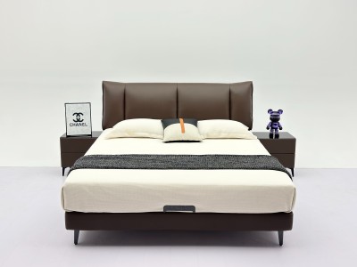 新款603#【进口头层牛皮】  【型号】603# （新款）  【颜色】可可棕  【面料】进口头层牛皮  【尺寸】2200*1950*1140  【配置】8公分SF级松木床边              图2