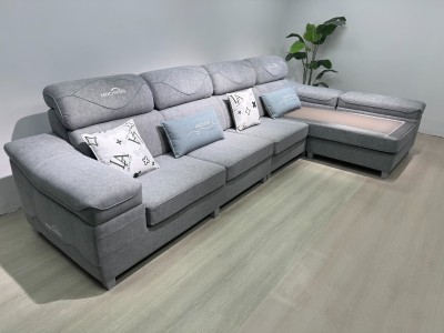 新款七型沙发，爆款型号886# 尺寸360×185CM，不分方向。 大头枕设计，提供更好的头部支撑，编藤凉席夏季凉爽，高品质绒布面料，触感柔软，松木满铺板结构稳固，高密度海绵座包，座感舒适，上样返单爆图3